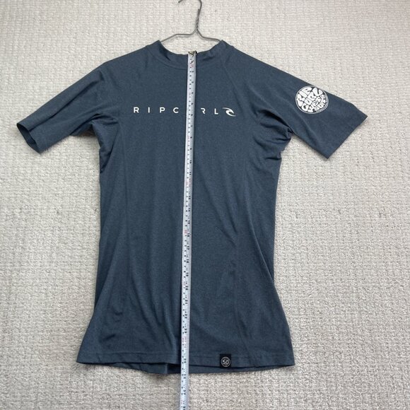Rip Curl Dawn Patrol Rash Guard Men Sz M Blue Short Sleeve Surf Shirt UPF 50+ - Picture 9 of 12